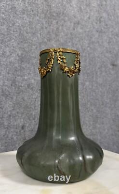 Denbac magnifique vase en céramique et bronze doré époque Art Nouveau 1900