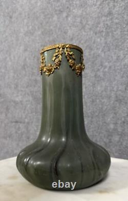 Denbac magnifique vase en céramique et bronze doré époque Art Nouveau 1900