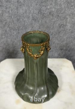 Denbac magnifique vase en céramique et bronze doré époque Art Nouveau 1900