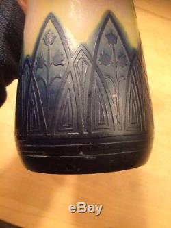 Devez Grand Vase En Pate De Verre Art Nouveau No Copie