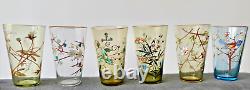 ÉMILE GALLÉ 6 VERRES GOBELETS ÉMAILLÉ DE FLEURS ÉPOQUE 1880 ART NOUVEAU vase