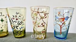ÉMILE GALLÉ 6 VERRES GOBELETS ÉMAILLÉ DE FLEURS ÉPOQUE 1880 ART NOUVEAU vase