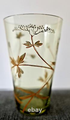 ÉMILE GALLÉ 6 VERRES GOBELETS ÉMAILLÉ DE FLEURS ÉPOQUE 1880 ART NOUVEAU vase