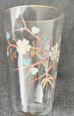 ÉMILE GALLÉ 6 VERRES GOBELETS ÉMAILLÉ DE FLEURS ÉPOQUE 1880 ART NOUVEAU vase