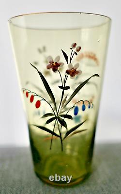 ÉMILE GALLÉ 6 VERRES GOBELETS ÉMAILLÉ DE FLEURS ÉPOQUE 1880 ART NOUVEAU vase