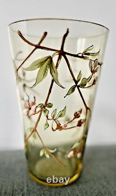 ÉMILE GALLÉ 6 VERRES GOBELETS ÉMAILLÉ DE FLEURS ÉPOQUE 1880 ART NOUVEAU vase