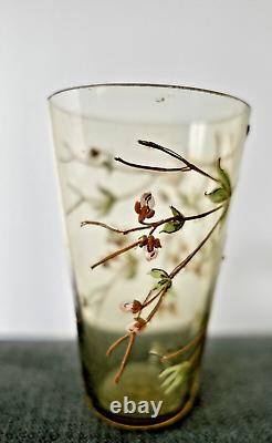 ÉMILE GALLÉ 6 VERRES GOBELETS ÉMAILLÉ DE FLEURS ÉPOQUE 1880 ART NOUVEAU vase