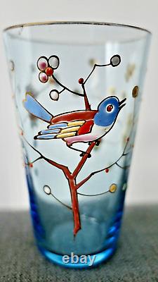 ÉMILE GALLÉ 6 VERRES GOBELETS ÉMAILLÉ DE FLEURS ÉPOQUE 1880 ART NOUVEAU vase
