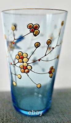 ÉMILE GALLÉ 6 VERRES GOBELETS ÉMAILLÉ DE FLEURS ÉPOQUE 1880 ART NOUVEAU vase