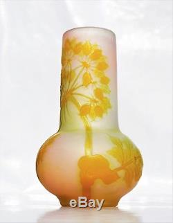 EMILE GALLÉ Beau Vase décor Ombelles Pâte de Verre Gravé ART NOUVEAU Nancy