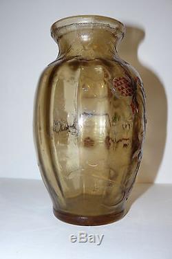 Emile Galle Epoque Art Nouveau Vase Balustre Côtele Chardons & Croix De Lorraine