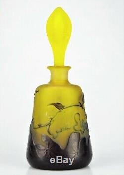 EMILE GALLÉ Rare Vase Flacon décor Volubilis Pâte de Verre Gravé ART NOUVEAU