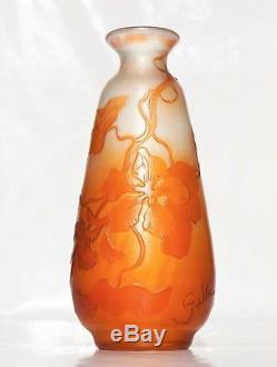 EMILE GALLÉ Rare Vase décor CapucineJaponisant Pâte de Verre Gravé ART NOUVEAU