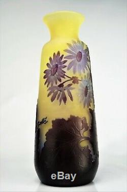 EMILE GALLÉ Sublime Vase à décor MARGUERITES Pâte de Verre Gravé ART NOUVEAU