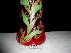 Enamelled Glass Vase Legras Emaillé Fleurs Toul Grenadine Japonisant Art Nouveau