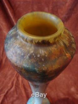 Exceptionnel Vase Daum 61 CM Pte De Verre Et Paillons D'or Art Nouveau