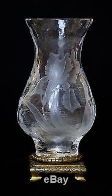 E. Enot / Eugene Michel Vase Japonisant Art nouveau en cristal gravé 1900