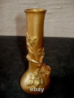 E. FAMIN Superbe & rare bronze vase 1900's France Art Nouveau
