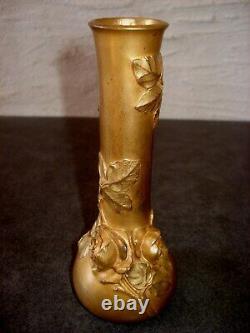 E. FAMIN rare bronze vase 1900's France Art Nouveau
