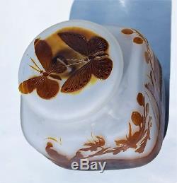 Emile Gallé Rare vase Boite Bonbonnière Encrier Pâte de Verre Gravé Art Nouveau