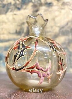 Émile Gallé Petit Vase Gourde En Verre émaillé Aux Chardons, Art Nouveau