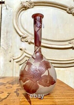 Emile Gallé Petit Vase Soliflore Violet, Pate De Verre Art Nouveau