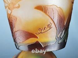 Emile Gallé Rare Vase décor de Chèvrefeuille Pâte de Verre Gravé ART NOUVEAU