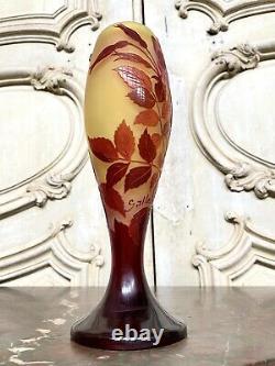 Emile Gallé Vase A Décor Rouge Et Pate De Verre Art Nouveau