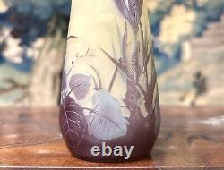Émile Gallé Vase Aux Crocus Violet Sur Fond Jaune, Pâte De Verre Art Nouveau