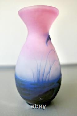 Émile Gallé Vase Aux Nénuphars En Verre Ton Rose Bleu Époque 1900 Art Nouveau