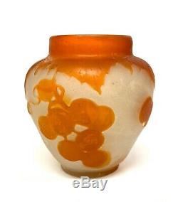 Emile Gallé Vase En Pate De Verre A Decor Orange, Art Nouveau Vers 1900