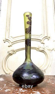 Émile Gallé Vase Soliflore A Decor De Marais Pate De Verre Art Nouveau