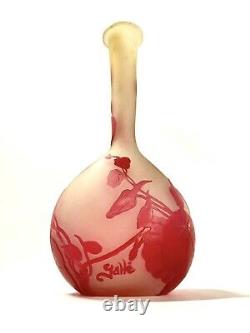 Emile Gallé Vase Soliflore De Forme Gourde En Pate De Verre Art Nouveau