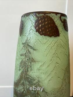 Énorme LEGRAS Superbe vase Arbres pate de verre Galle Daum art nouveau
