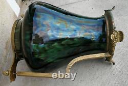 Énorme vase irisé art nouveau 1900 monture bronze iridescent ceramic hasselt
