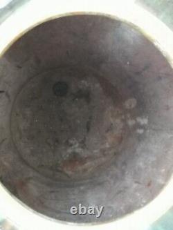 Énorme vase irisé art nouveau 1900 monture bronze iridescent ceramic hasselt