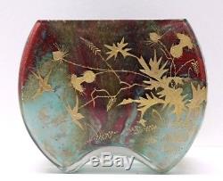 Ernest-Baptiste Leveillet, joli vase en pâte de verre rehauts d'or. Art Nouveau
