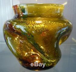 Ernest LEVEILLE Vase art nouveau page de verre feuilles d'or