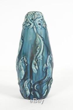 Eugène Baudin RARE vase hyppocampe céramique Art nouveau symboliste 1900