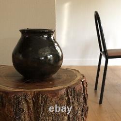 Eugène Lion Vase Boule en grès Signé Art Nouveau Antique Collection St Amand