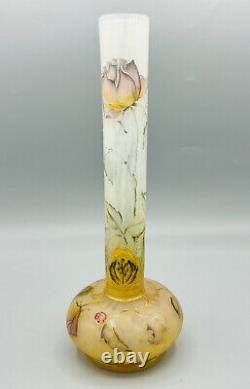 Exceptionnel Vase Pate De Verre Art Nouveau Roses Et Libellule Daum Nancy 1900
