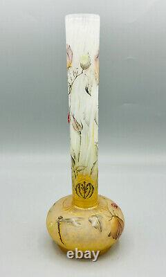 Exceptionnel Vase Pate De Verre Art Nouveau Roses Et Libellule Daum Nancy 1900