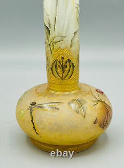 Exceptionnel Vase Pate De Verre Art Nouveau Roses Et Libellule Daum Nancy 1900