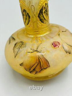 Exceptionnel Vase Pate De Verre Art Nouveau Roses Et Libellule Daum Nancy 1900