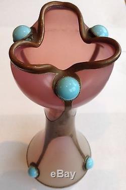 Extremely Rare Koloman Moser Jugendstil Art Nouveau Metal Cased Loetz Glass Vase