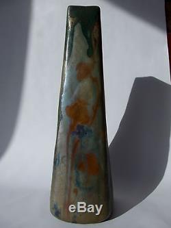 Fine Tall Clement Massier Iridescent Symbolist Poppies French Art Nouveau Vase