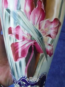 Fabulous Art Nouveau Noritake Moriage Iris Bolted Vase & Cover # 2