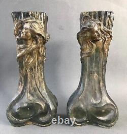 Francisco FLORA Paire de vases Art Nouveau signée fin XIXème début XXème