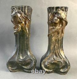 Francisco FLORA Paire de vases Art Nouveau signée fin XIXème début XXème