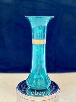 Francois T. Legras Vase à col en verre soufflé à décor floraux Art nouveau